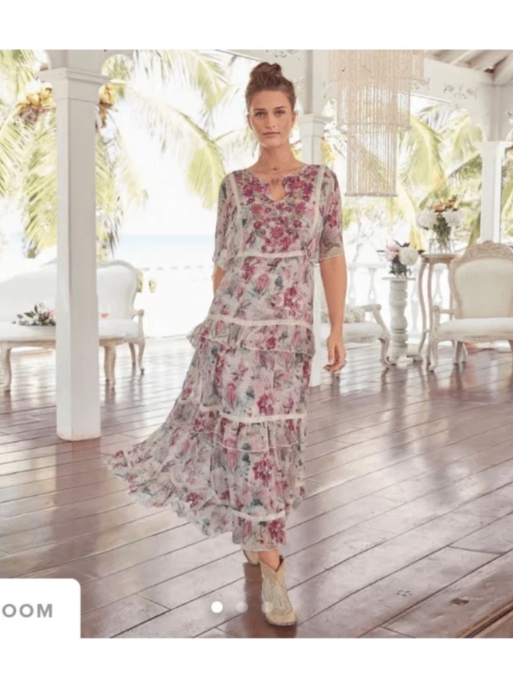 Sundance Catalog Long Floral Tiered Dreams in Bloom Dress, lined